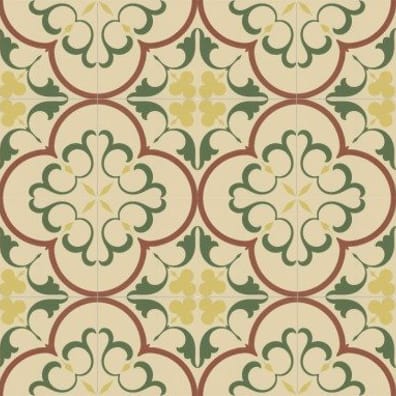 Carrelage interieur pas cher Carrelage imitation ciment rosace jaune verte beige 20x20 cm 1900 GAUDI - 1m² - As de Carreaux