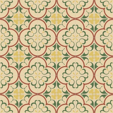 Carrelage interieur pas cher Carrelage imitation ciment rosace jaune verte beige 20x20 cm 1900 GAUDI - 1m² - As de Carreaux