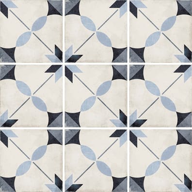 Carreaux de ciment imitation Carrelage style ciment étoile bleue 20x20 cm ART NOUVEAU ARCADE BLUE 24411 - 1m² - As de Carreaux