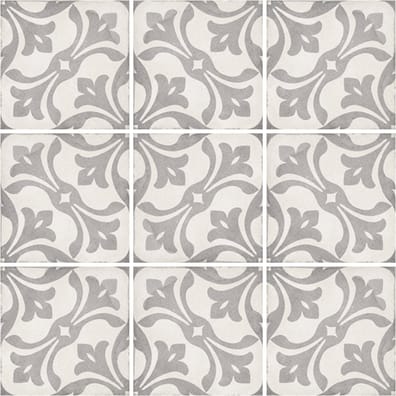 Carreau de ciment gris avec motifs floraux élégants 20x20 cm