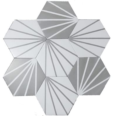 Tomette grise motif dandelion MERAKI GRIS -19.8x22.8 cm - 0.56m²