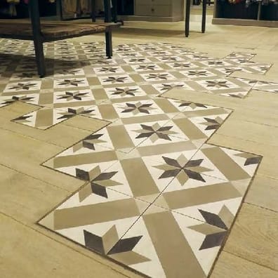 Carreaux de ciment véritables Carreau de ciment décor géométrique gris taupe 20x20 cm ref1150-5 - 0.48m² - As de Carreaux