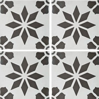 Carreaux de ciment véritables Carreau de ciment décor étoile fleur grise 20x20 cm ref7190-1 - 0.48m² - As de Carreaux