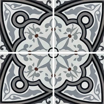 Carreaux de ciment véritables Carreau de ciment rosace grise 20x20 cm ref7650-3 - 0.48m² - As de Carreaux