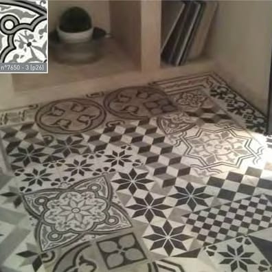 Carreaux de ciment véritables Carreau de ciment rosace grise 20x20 cm ref7650-3 - 0.48m² - As de Carreaux