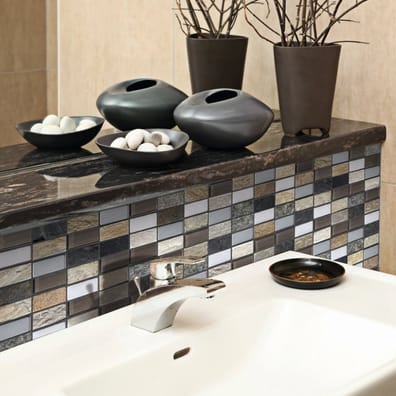 Mosaique marron beige blanc - verre métal marbre 30x30 - Mosaïque en pierre - As de Carreaux