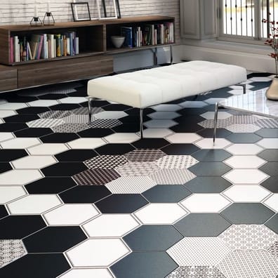 Tomettes, hexagones Carrelage tomette style ciment 28.5x33 GRAZIA BASE - 1m² - As de Carreaux