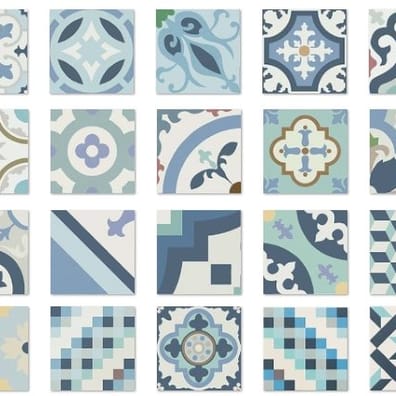 Carreaux de ciment pas cher Carrelage style ciment mix bleu 33x33 cm HANOI BLUE - 1m² - As de Carreaux