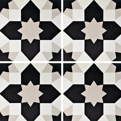 Carreaux de ciment véritables Carreau de ciment géométrique gris et noir 20x20 cm ref7590-1 - 0.48m² - As de Carreaux