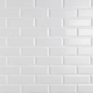Carrelage uni blanc brillant moderne format rectangulaire 10x30 cm pour design intérieur contemporain