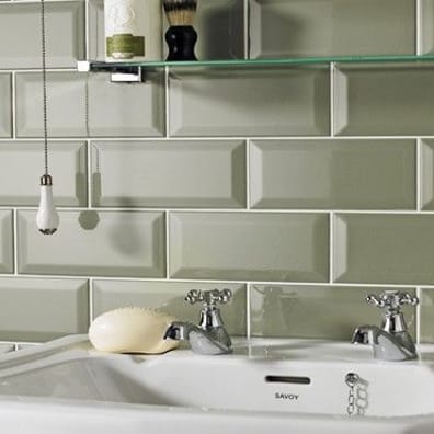 Carrelage métro gris vert cendré biseauté 10x30 cm Sage Brillant - 1.02m²