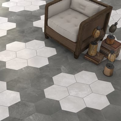 Carrelage hexagonal tomette anthracite vieillie 23x26.6cm RIFT Grafito - 0.504m²