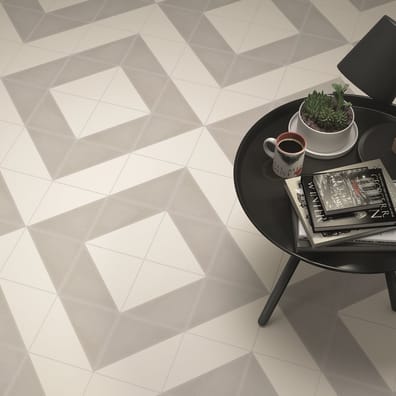 Carrelage interieur pas cher Carrelage scandinave triangulaire gris 20x20 cm SCANDY Humo - 1m² - As de Carreaux