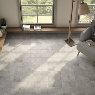 Carrelage imitation pierre Carrelage imitation ciment gris 20x20cm URBAN SILVER 23526 - 1m² - As de Carreaux