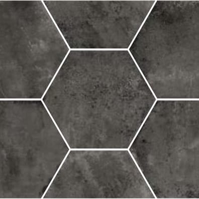 Carrelage effet pierre noir nuancé de gris sans motifs hexagonal
