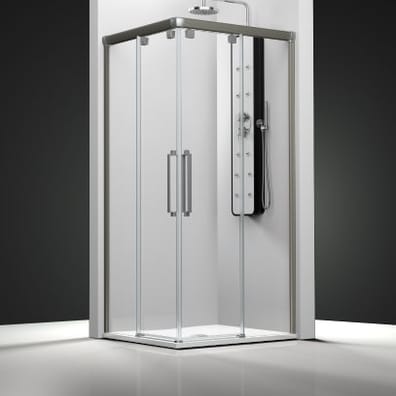 Panneau de douche angulaire 4 panneaux. 2 Parois coulissantes + 2 fixes - As de Carreaux