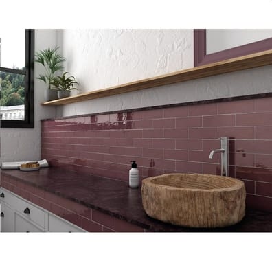 Faïence effet zellige RIVIERA JUNEBERRY 6.5x20 cm - 25844