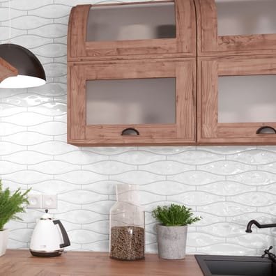 Faience colorée effet vague MOCIGNY White 7.5X30 - 0.66 m²