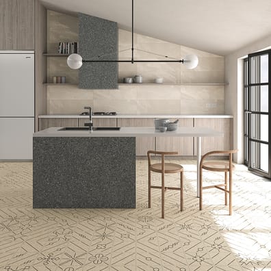 Carrelage imitation ciment et terrazzo NINOV ASSENZA RECTIFIE BEIGE 20X20 - 1 m²