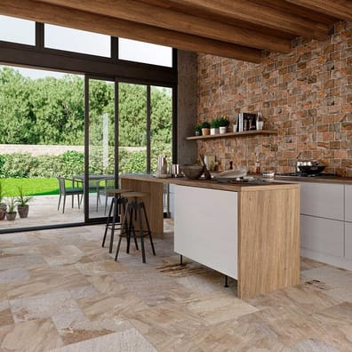 Carrelage antidérapant R12 effet pierre FORK COBBLESTONE - 44X66 - 1,04 m²