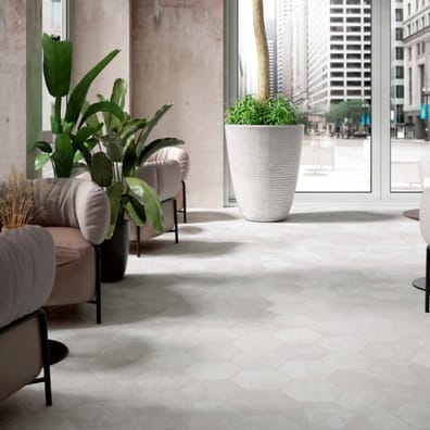 Carrelage hexagone ANDENNE WHITE NATURAL HEXAGON 25x30- 0,94 m²