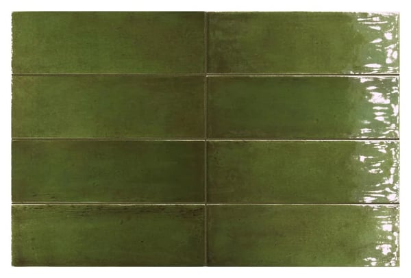 Carrelage terre cuite zellige FRESCO GREEN GLOSS 5X15 - 0.495 m²