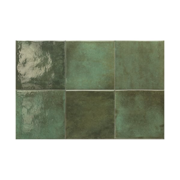 Carrelage Piscine effet Zellige SPLASH MOSS GREEN 15x15 cm