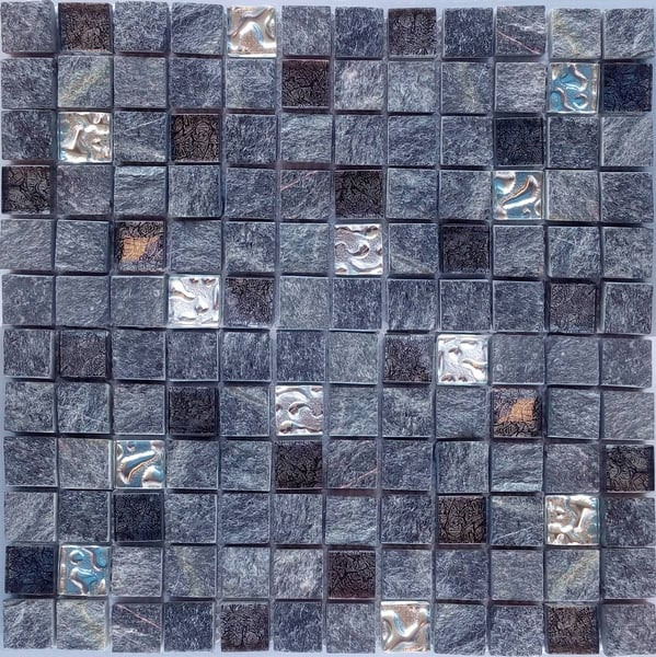 Mosaïque marbre et verre MALLA URALES NEGRO - 30x30 - 7 unités