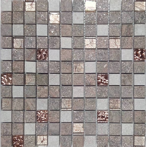 Mosaïque marbre et verre MALLA URALES ROSA - 30x30 - 7 unités