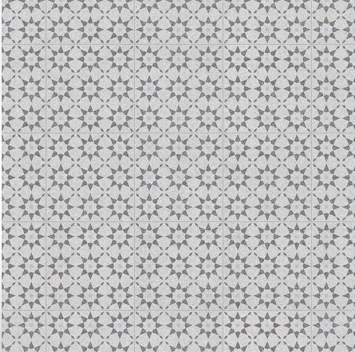 Carrelage à décors étoiles gris bleu rectifié AVENTINO-R Humo 29x29 - 0.94m² - 6