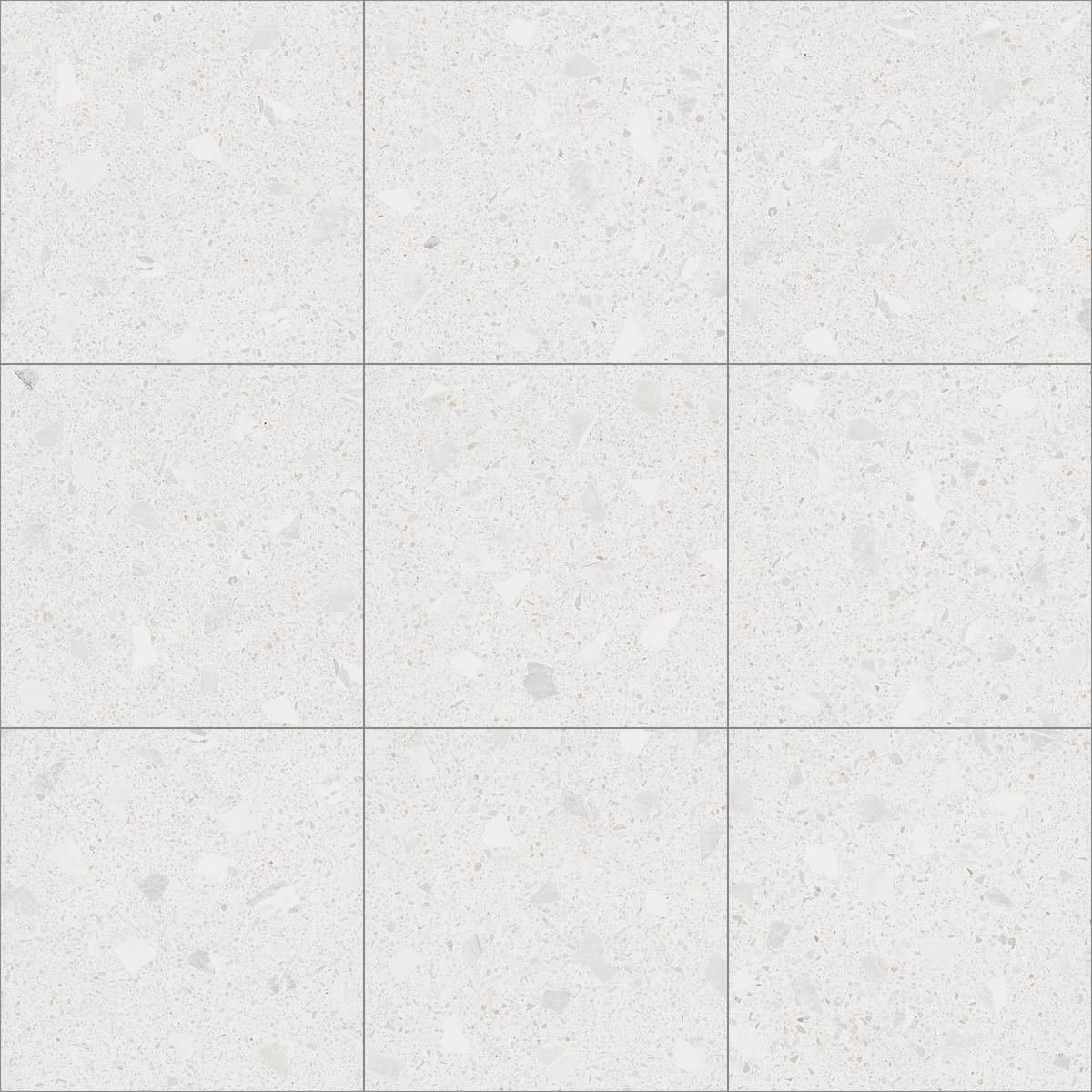 Carrelage Terrazzo blanc avec nuances de gris et éclats texture fine 80x80 cm