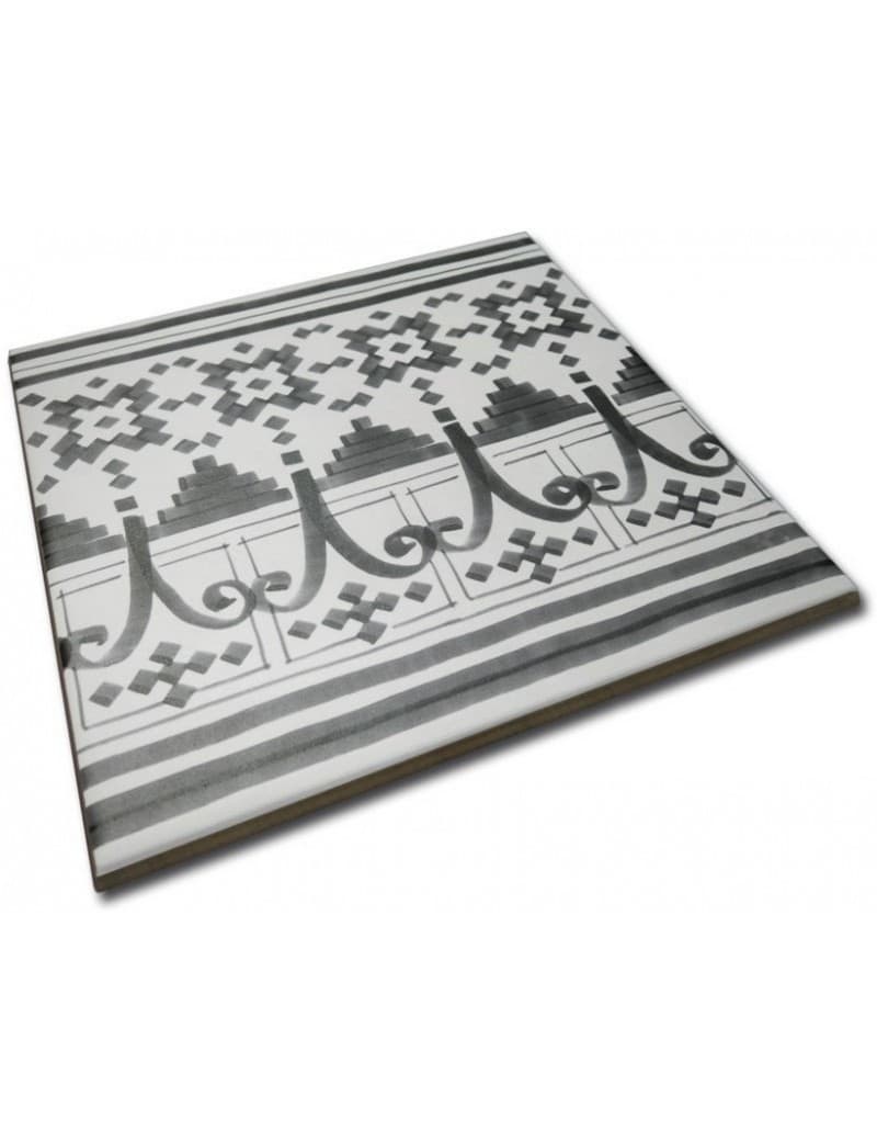 Carrelage imitation ciment décor noir et blanc 20x20 cm FRISE BELEM - 1m² - 4