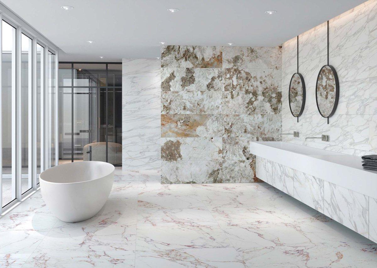 Faïence effet marbre rectifiée PATAGONIA GREY GLOSSY - 44,5x119 - 1,49 m²