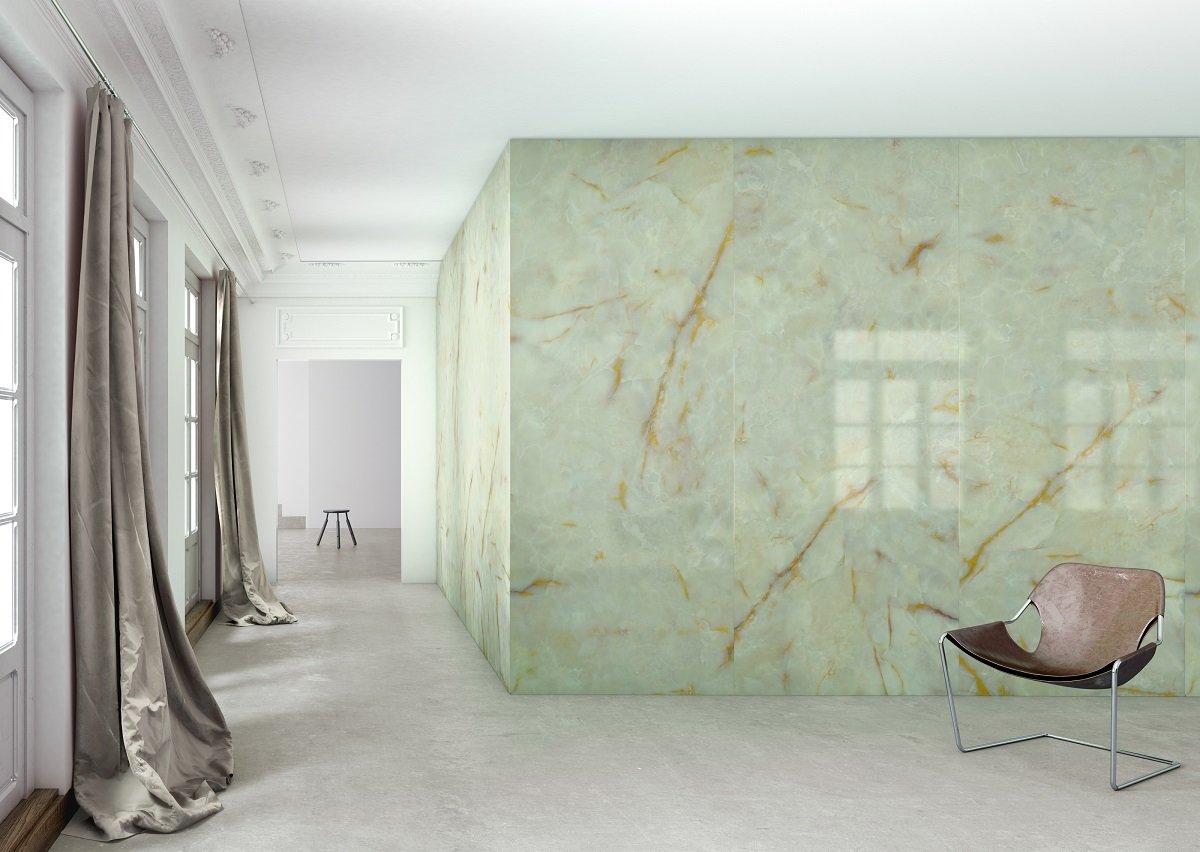 Faïence effet marbre rectifiée ONICE GREEN BOISERIE GLOSSY - 44,5x119 - 1,49 m²
