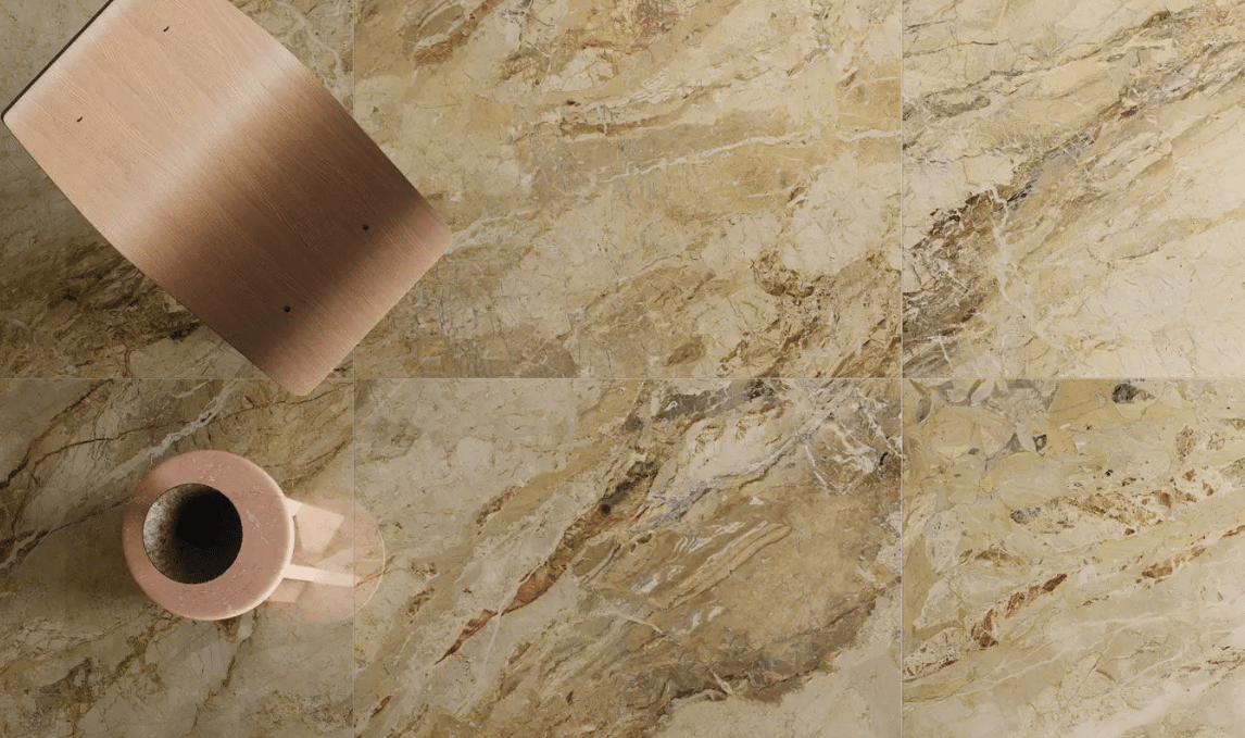 Carrelage effet marbre grand format 9CENTO AURORA BEIGE POLI LAP - 120X120 - 2.856 m² - 4