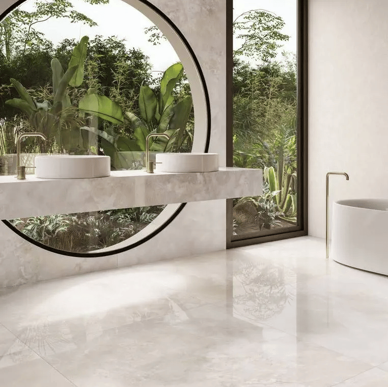 Carrelage effet marbre grand format ONICE PEARL POLI - 120X120 - 1,44 m² - 2