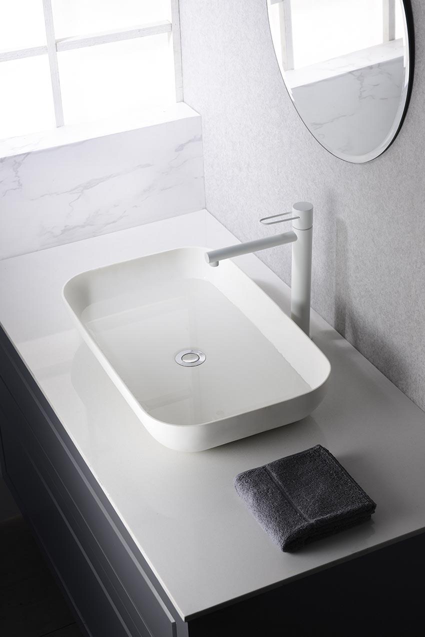 Monocommande lavabo bec haut milos blanc mat BDY027-3BL 43X27X0,8 - 1 unité