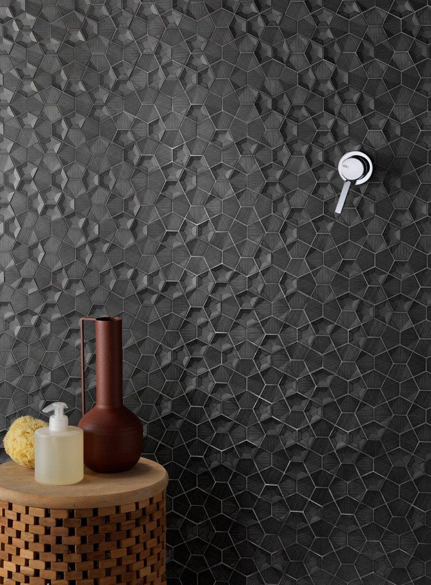 MENO08 MOSAIQUE PALLADIANE ALUMINIUM 3D NOIR 279X279 - 1 unité