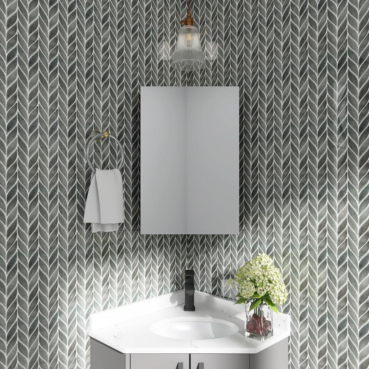 CEGR33 MOSAIQUE CERAMIQUE PETALE GRIS CRAQUELLE 33.5X27.6 CM - 1 unité