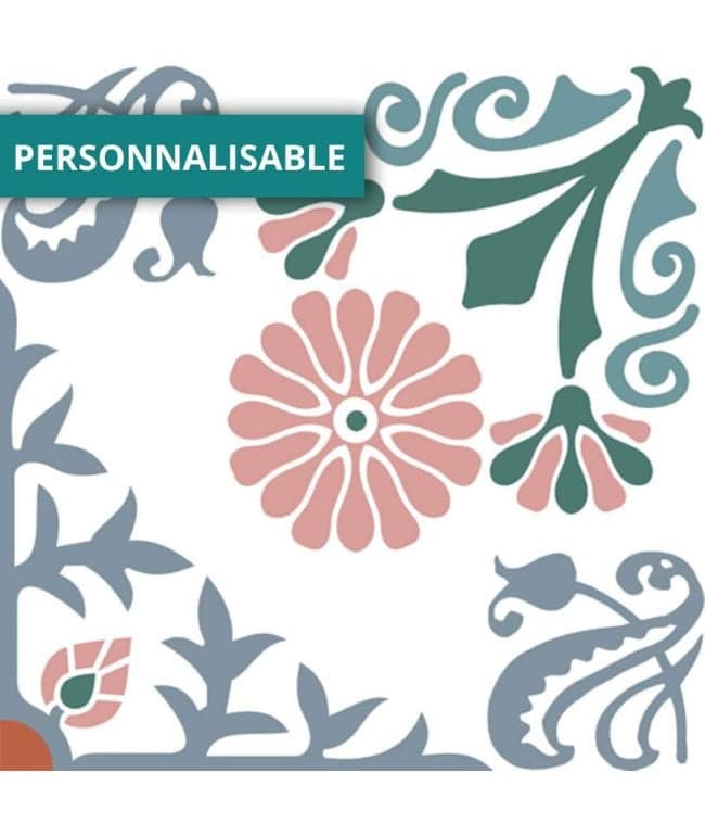 Carreau imitation ciment personnalisable sur mesure FLEUR R9 - 0.96m² - 1