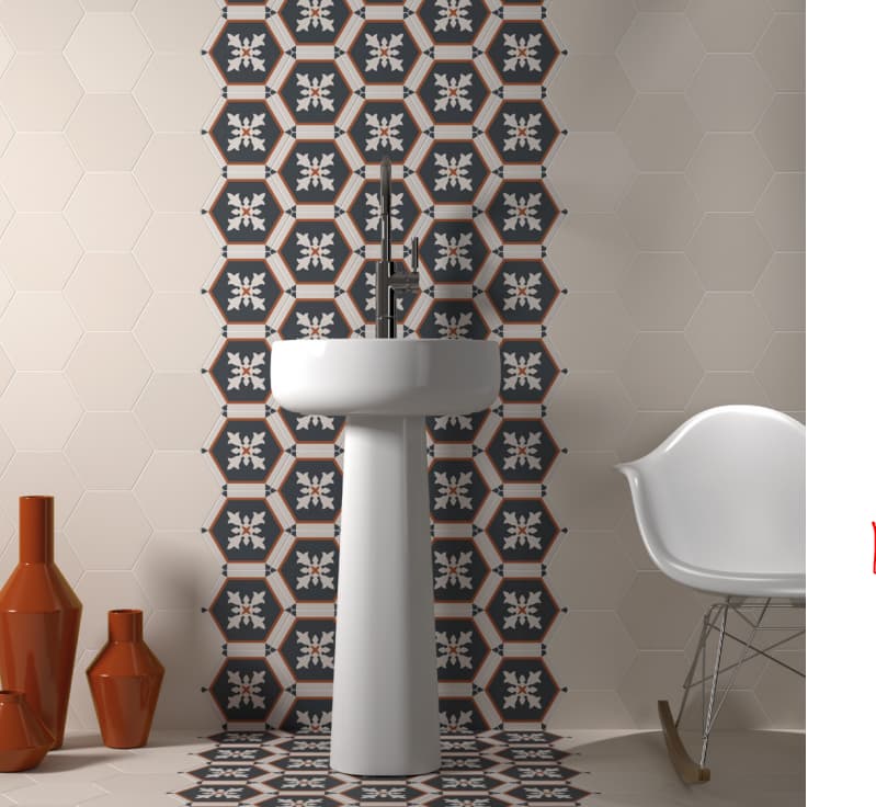 Carrelage hexagonal nuancé CHARLEY AVEIRO DECOR 17,5X20 - 0.71 m² - 1