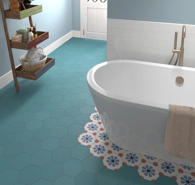 Carrelage hexagonal nuancé CHARLEY BELLABLUE DECOR 17,5X20 - 0.71 m² - 1