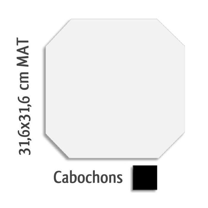 Carrelage octogonal MONOCOLOR ALASKA BLANC MAT 31.6x31.6 cabochons noir - 4