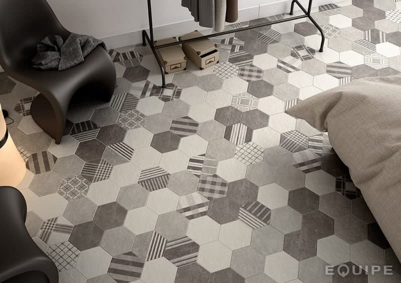 Lot de 17.75 m² - Tomette design HEXATILE CEMENT GREY 17.5x20 - 22093 R10 - 2