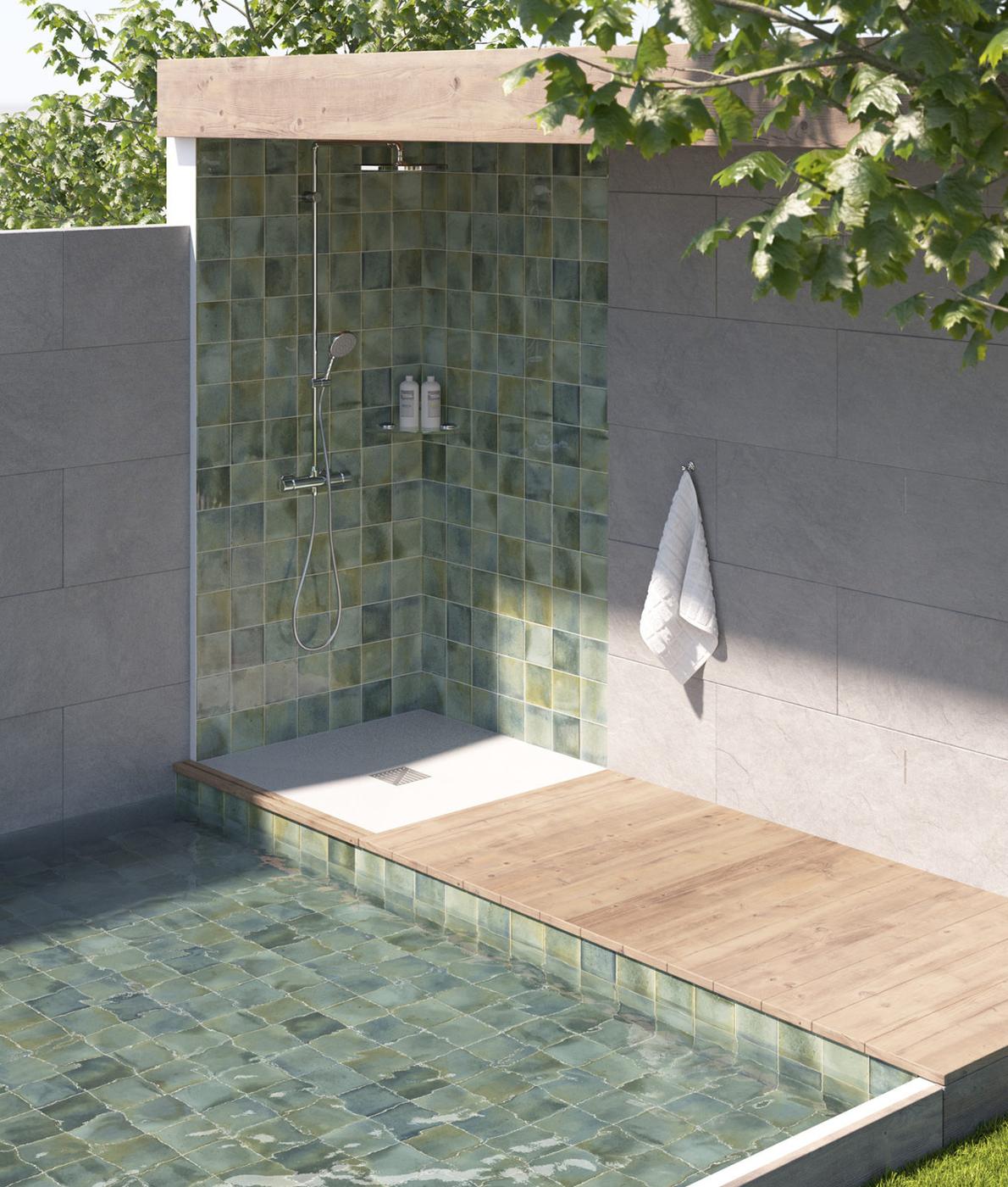 Carrelage Piscine effet Zellige SPLASH CELADON 15x15 cm