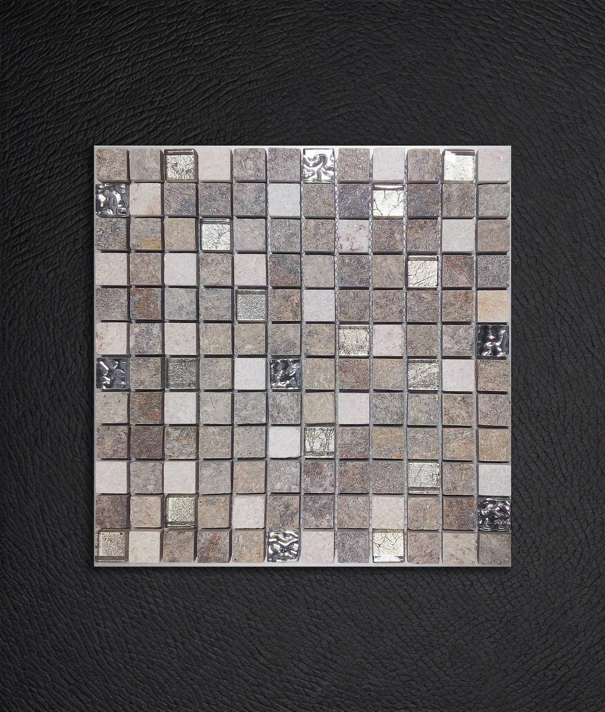 Mosaïque marbre et verre MALLA URALES GRIS - 30x30 - 7 unités