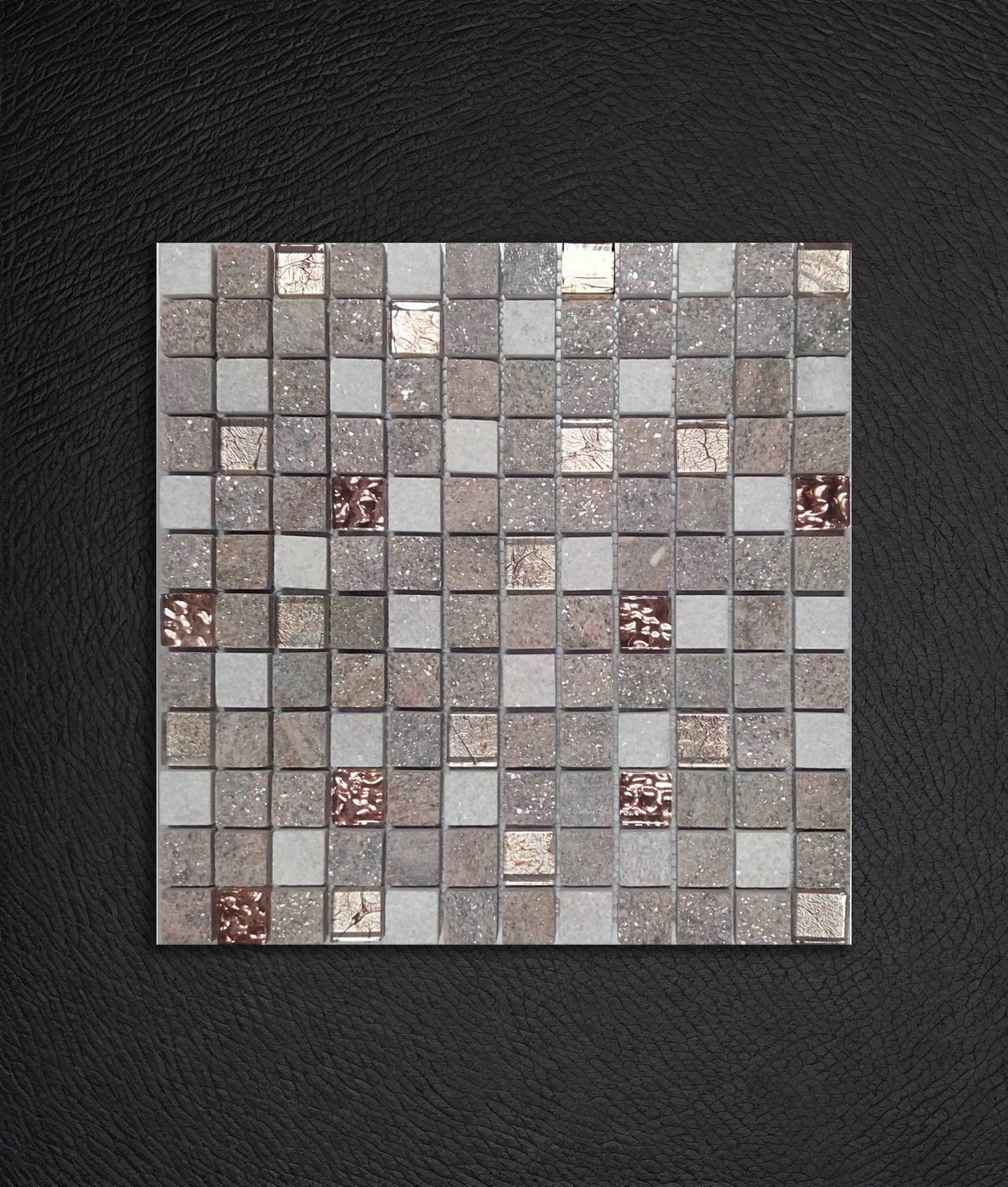 Mosaïque marbre et verre MALLA URALES ROSA - 30x30 - 7 unités