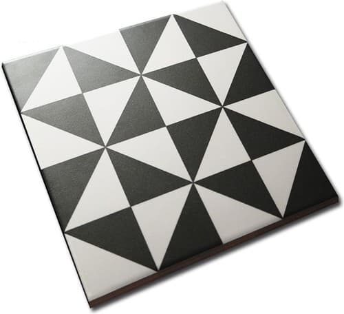 Carrelage style ciment triangles blanc noir 20x20 cm 1900 TERRADES Grafito -   - Echantillon - 4