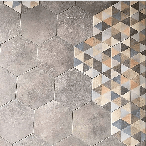 Carrelage hexagonal tomette décor 23x26.6cm FINGAL -   - Echantillon - 3