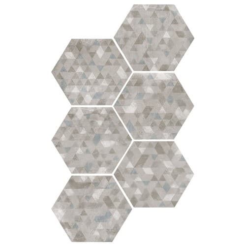 ECHANTILLON (taille variable) de Carrelage hexagonal décor gris 29.2x25.4cm URBAN FOREST SILVER 23615 - 1